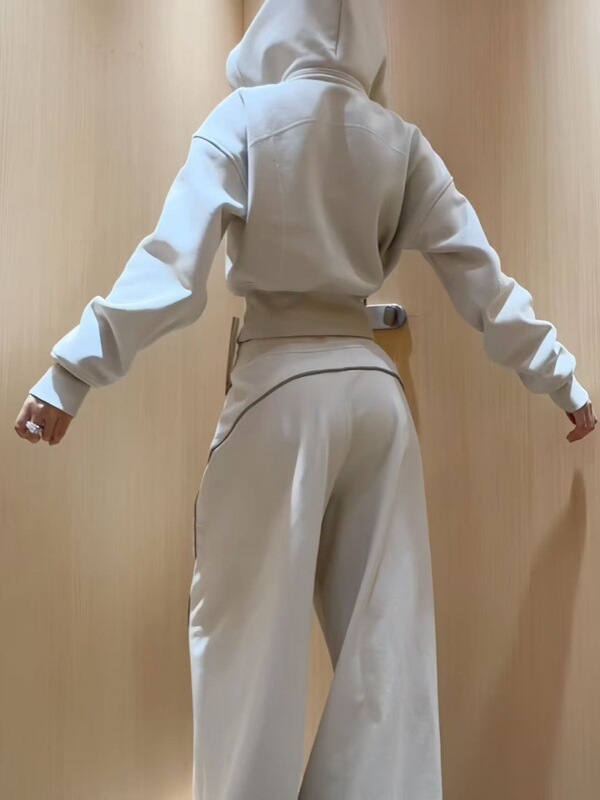 白灰色休闲运动套装女卫衣休闲裤子一整套秋冬季2025新款韩系穿搭|undefined