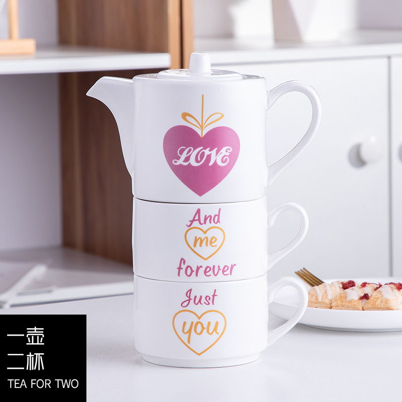 Pareja creativa taza de agua de cerámica flor tetera traje taza de café una olla dos tazas se puede utilizar como logotipo regalo
