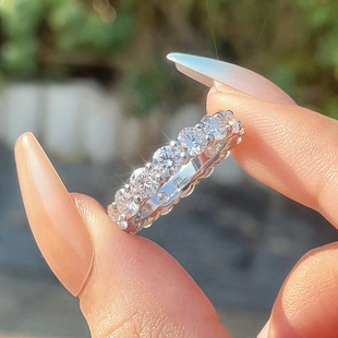 European and American Ins Style Moissanite Muddy Ring 925 Silver Row Tail Ring Fashionable and Versatile Cross-Border Exclusive Manufacturer Wholesale