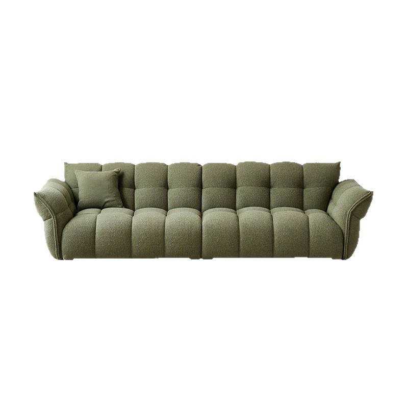 Sofá de lirio estilo medieval francés para sala de estar de fila recta estilo crema tipo casa pequeña retro alta sensación sofá de tela