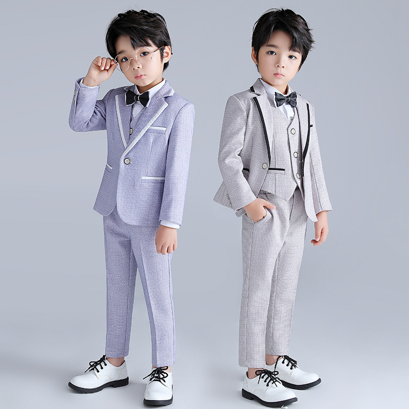 Toddlers Flower boys formal dress suit for wedding party piano singers chorus stage performance suit blazers and pants photography stage outfits for kids 