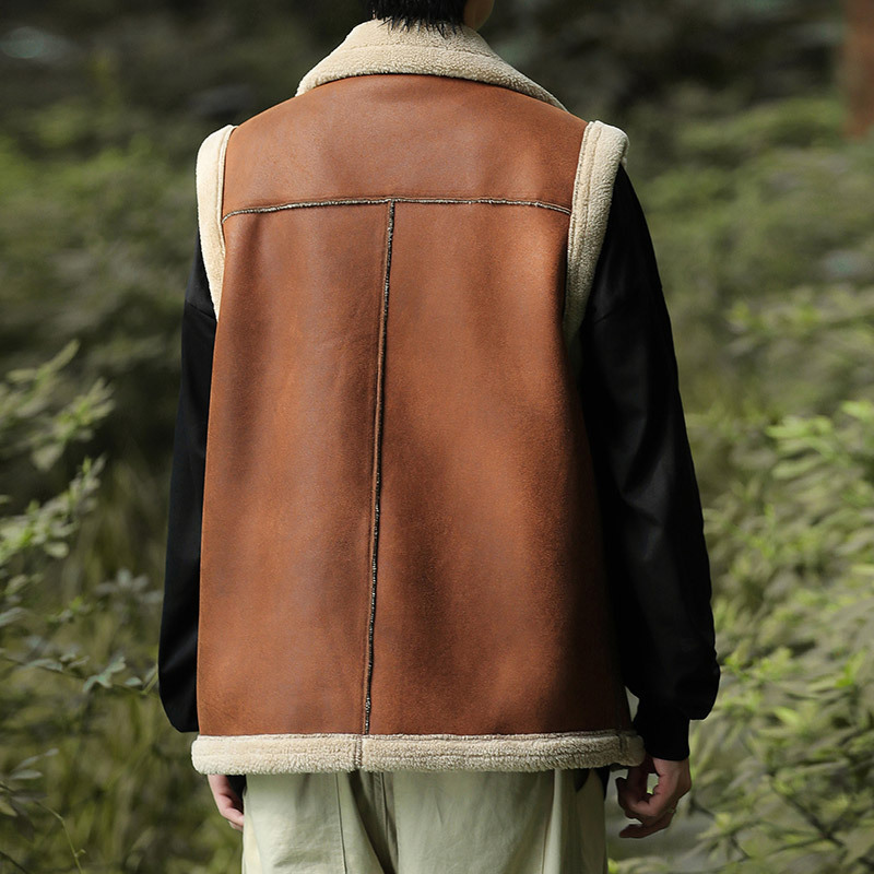 2024 winter new deerskin velvet vest men's lightweight warm men's cotton waistcoat thick vest coat