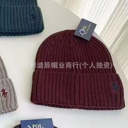 秋冬新款保暖刺绣小马图案针织帽 跨境欧款男女户外运动套头冷帽|undefined