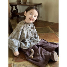 女童衬衫外套儿童春装2025新款宝宝上衣大童女孩森系复古网红衣服