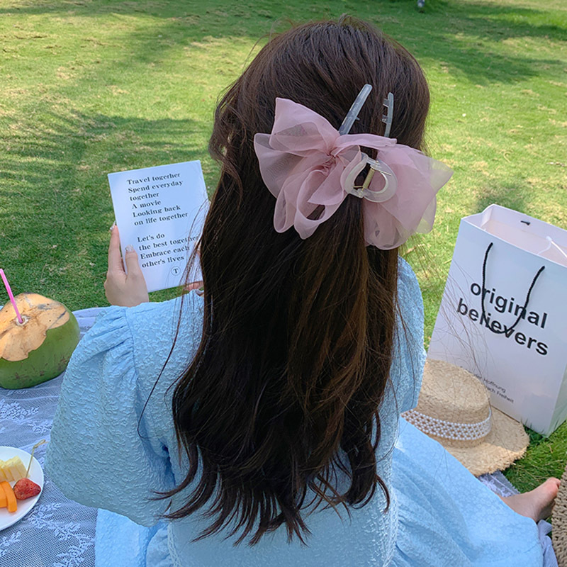Pince à cheveux de voyage de style féerique, pince à cheveux avec nœud en fil, pince à requin, grande poignée, nouveau style, affichage de cheveux, pince à cheveux, accessoires pour cheveux de princesse, couvre-chef_voghion.com