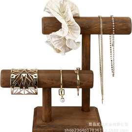 木质首饰架木制双层珠宝手链手表展示塔手镯项链支架摆放架