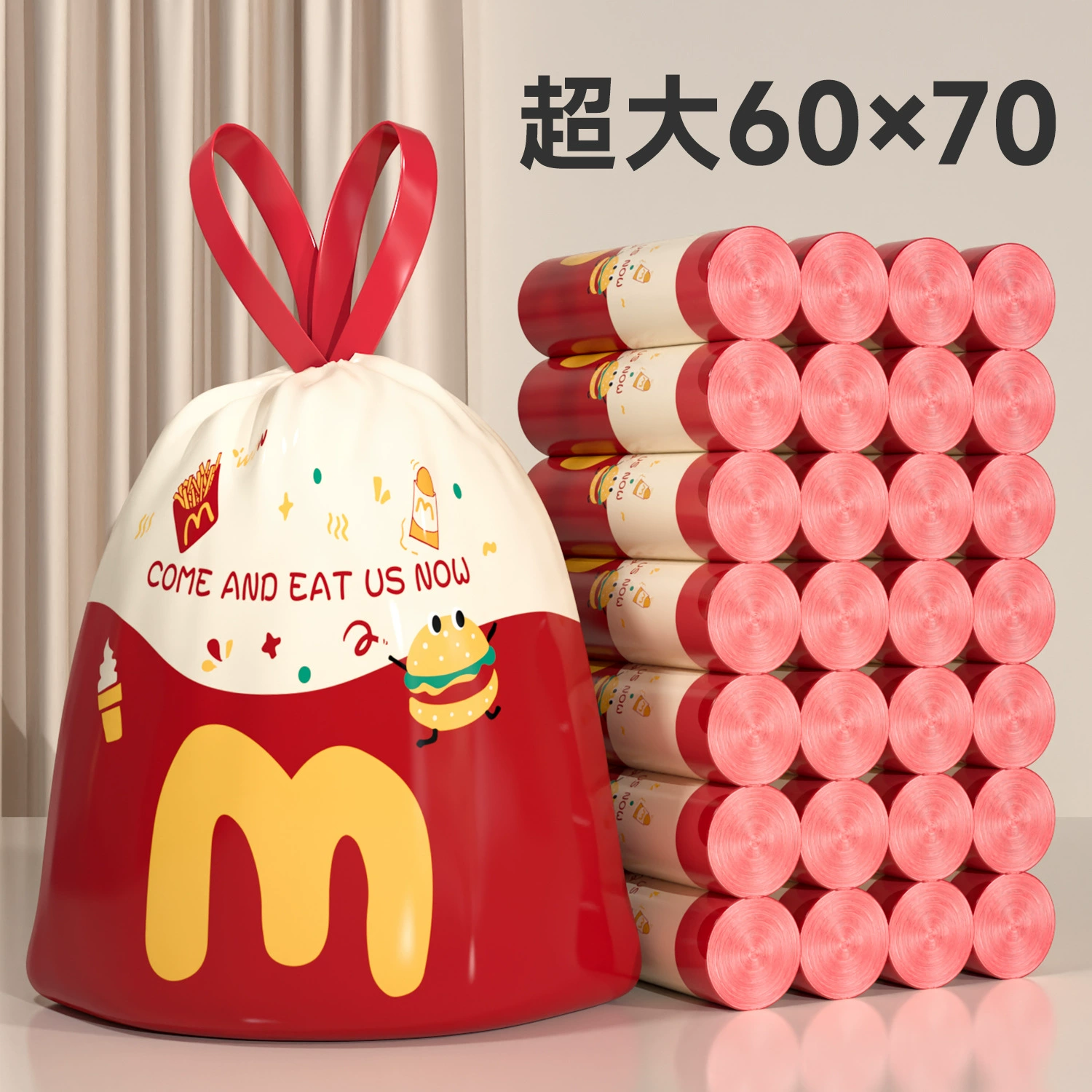 Большие мешки для мусора 60x70, очень большие, очень толстые, бытовые, без разрывов, на шнурке, портативные, утолщенные, 50x60, кухонный контейнер на 30 литров.