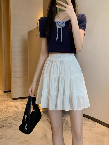 White pleated skirt for women 2025 new ins cake skirt, high waist, slimming design, niche a-line short skirt