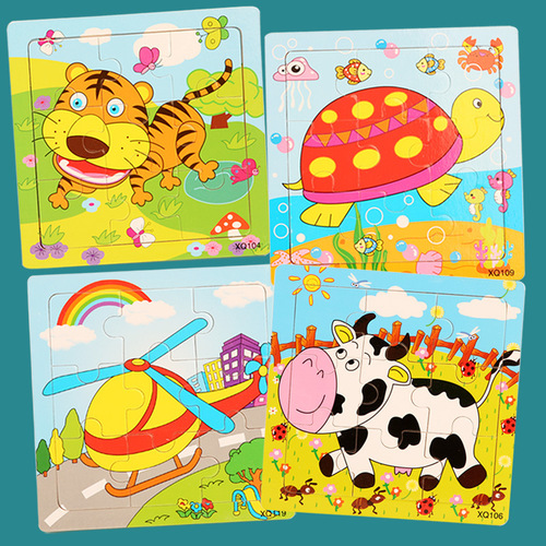 Wooden 9-piece flat puzzle children's educational toy baby early education enlightenment 9-square grid puzzle manufacturer toddler men and women