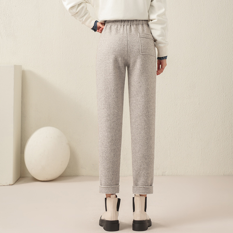Quần culottes nữ ống rộng cạp cao dáng suông chất len mềm mại — Màu đen