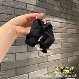 韩版新款布艺头珍珠头绳头饰皮筋高级感头花大肠缎面发圈0619