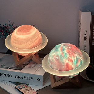 Star ring Bluetooth speaker lamp desktop creative gift cross-border hot fantasy planet subwoofer small stereo