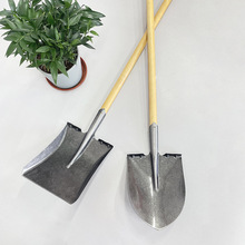 钢锹锰钢加厚木柄园艺挖土植树铲子方锹尖锹农用工具大全家用铁锨