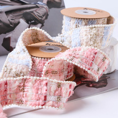 DIY Butterfly Knot Hair Accessory with Mother-of-Pearl Edge, Scallion Fragrance Woven Ribbon, Lolita Clothing Decor, Fresh Flower Gift Packaging