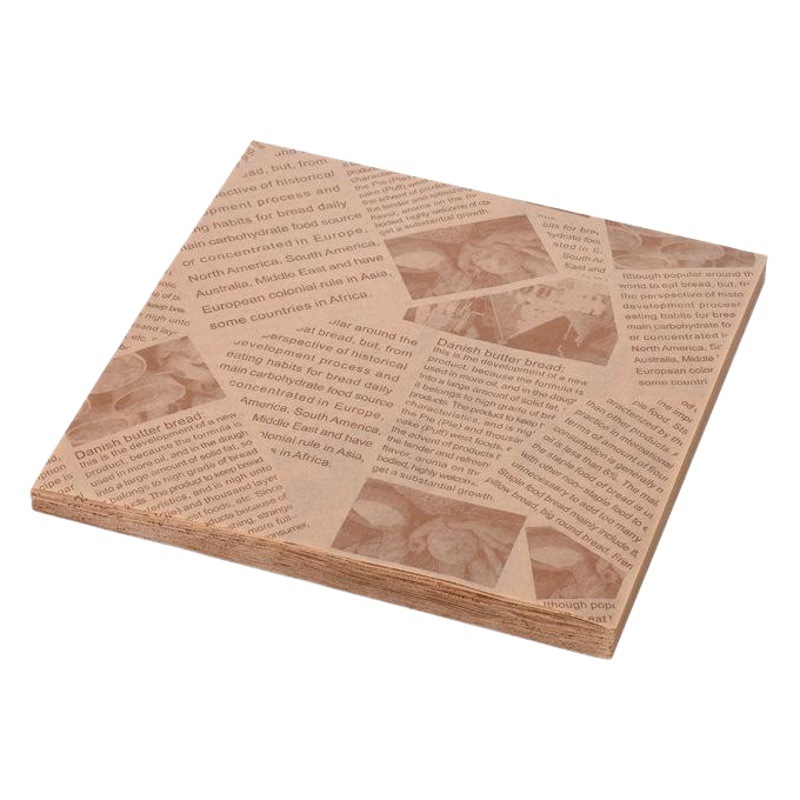 Papel resistente a la grasa para hornear Kraft periódico inglés hamburguesa sándwich bandeja de papel de embalaje