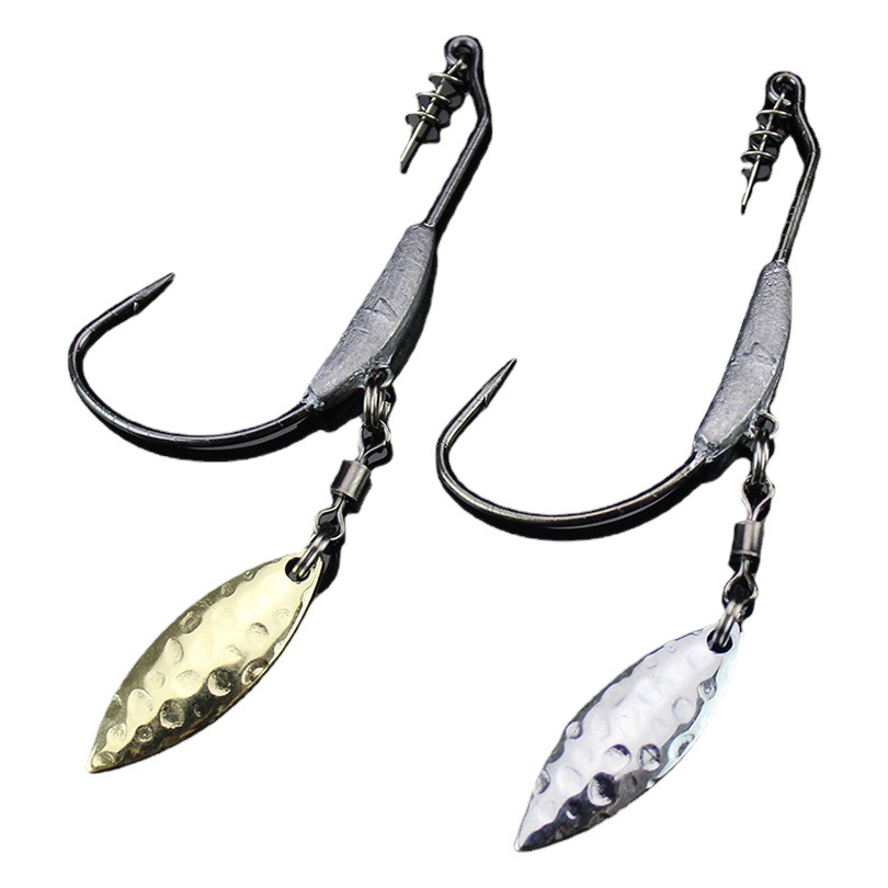 Weihe Sports 4.5g 5.5g 7.2g Leaded Crank Hook Plus Sequin Wide Belly Single Hook 3-Pack Lead Head Hook