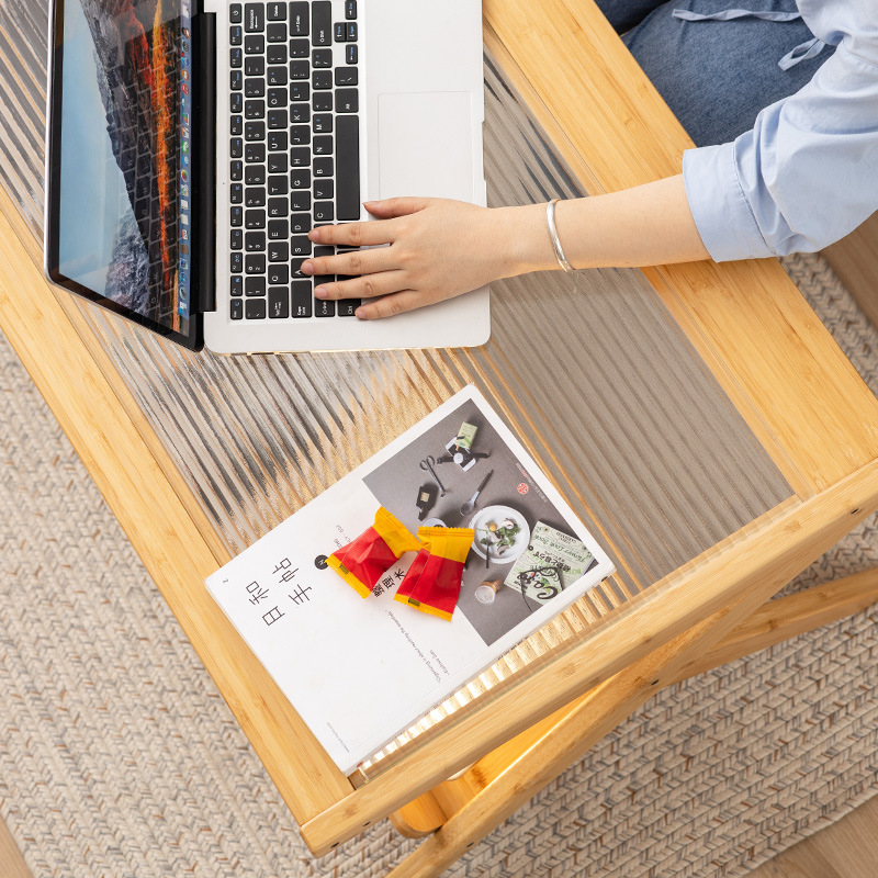 Mesa de café de vidrio sala de estar estilo japonés estilo de registro mesa de té de ratán hogar pequeño apartamento rectangular mesa de té simple nuevo