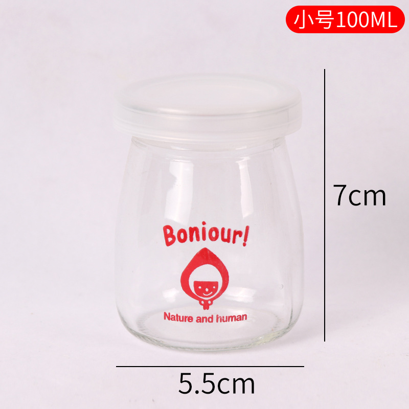 Vaso para pudín con tapa, botella de vidrio para pudín, tarro de miel, gelatina, vaso para mousse de leche de doble capa, vaso para yogur, patrones creativos al por mayor