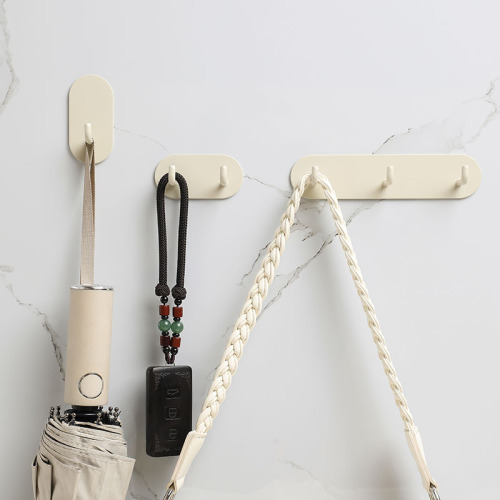 Cream-style Japanese-style iron sticky hooks without punching strong adhesive kitchen hooks behind the door bathroom three-hook row hook wall hanging