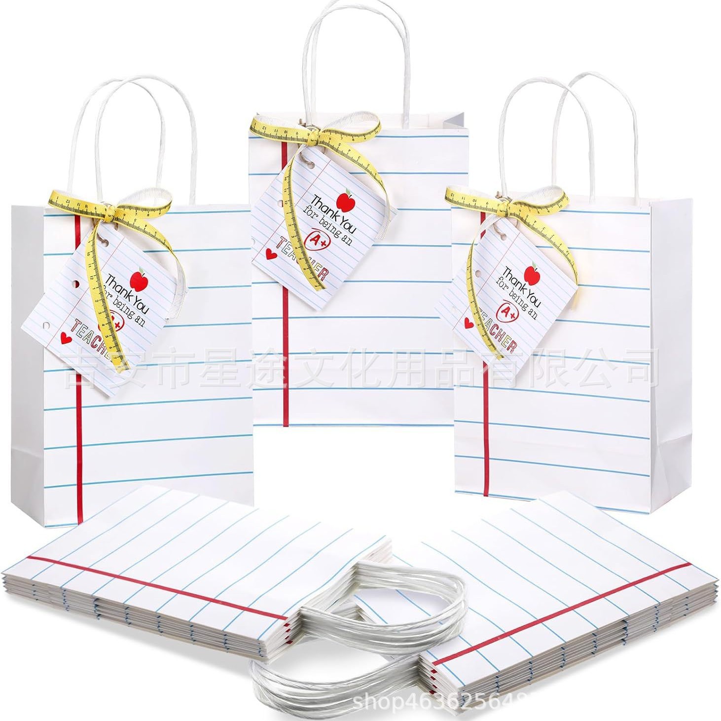 12 件教师感谢礼品袋含Thank You Teacher贺卡返校教师答谢礼品袋