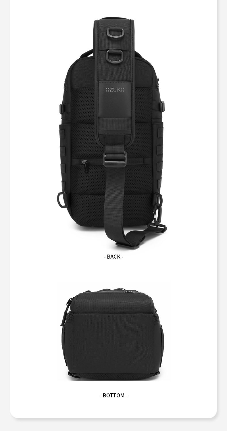 OZUKO Functional Chest Bag Crossbody Bag Expandable Multi-pocket Adjustable Shoulder Strap Men's Outdoor Cycling Single Shoulder Bag