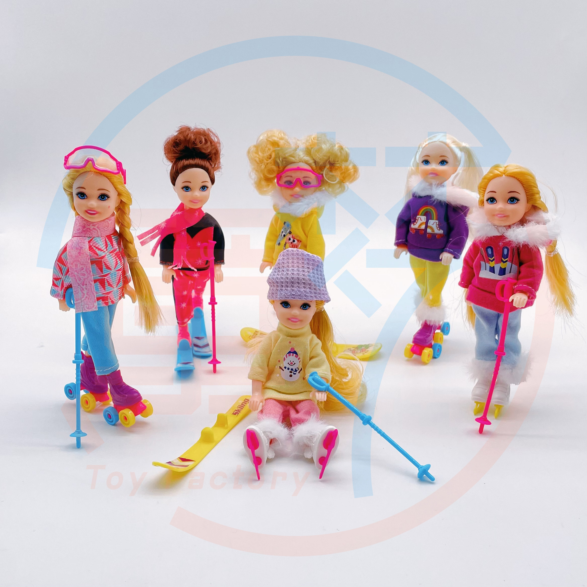 13.5cm Little Kelly Ski Suit Chelsea Doll Clothes Play House Toy Sled Snowball Fight Roller Skates