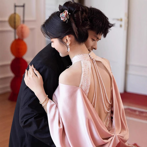 Pink High-end Toasting Dress Cheongsam Women's 2025 New New Chinese Engagement Dress High-class Bride Wedding Morning Gown Women