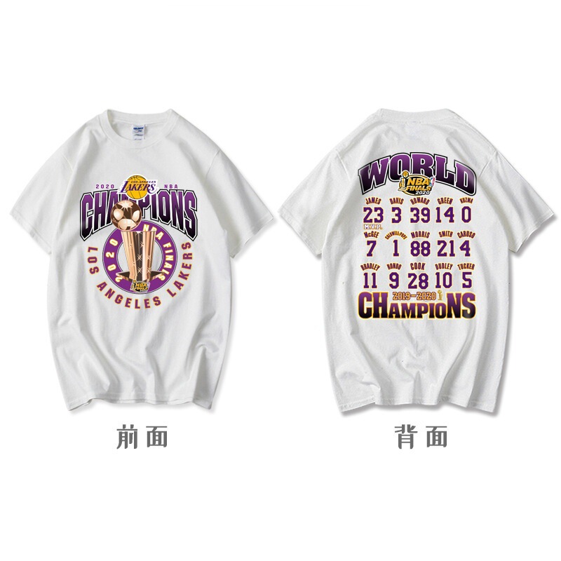 2020 Lakers T-Shirt Short Sleeve Loose Fit James and Anthony Davis Same Style Half-Sleeve Lakers T-Shirt