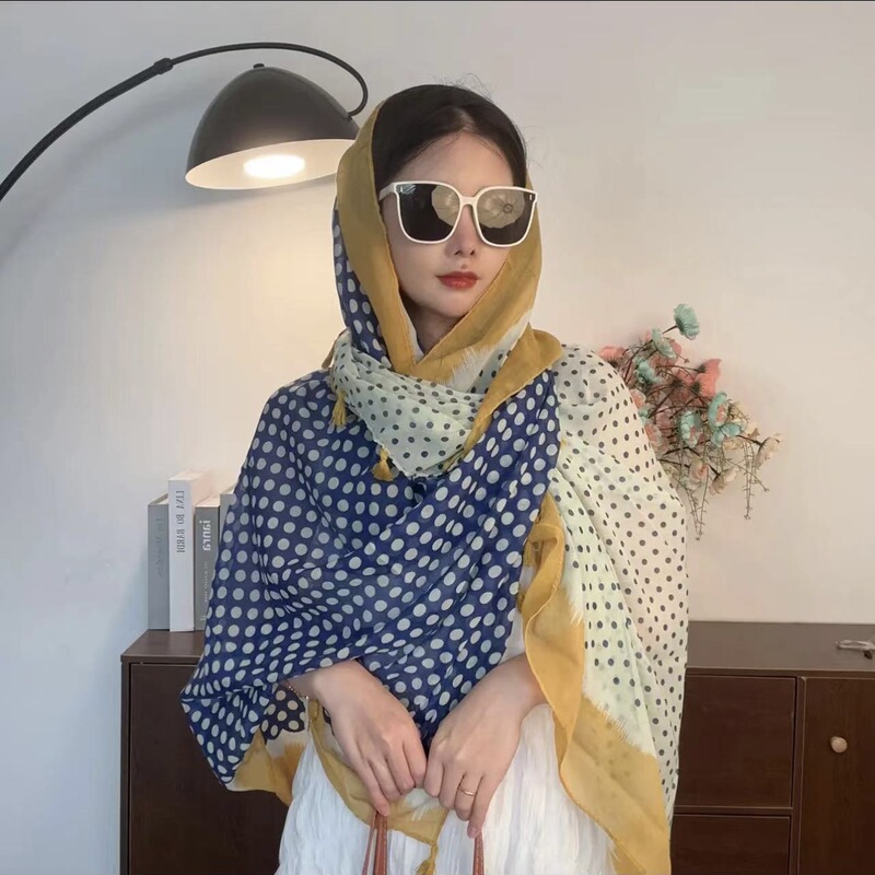 云南青海旅游丝巾夏季高级感女式中长外披复古民族风防晒盘扣披肩|undefined