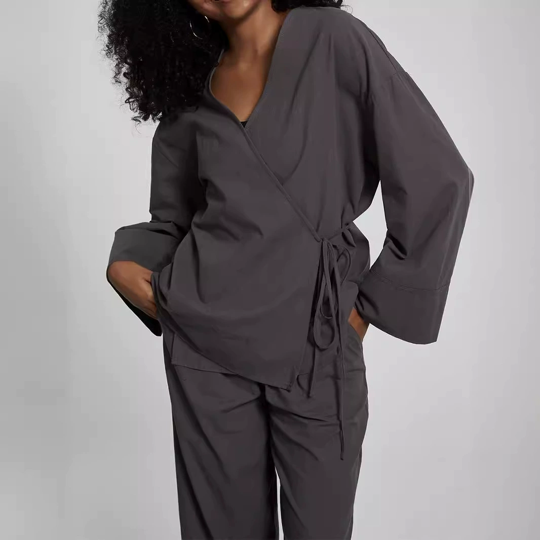 Трансграничная женская оптовая продажа в европейском и американском стиле свободный темпераментный модный набор текстуры двойной кардиган и костюмы брюки осень