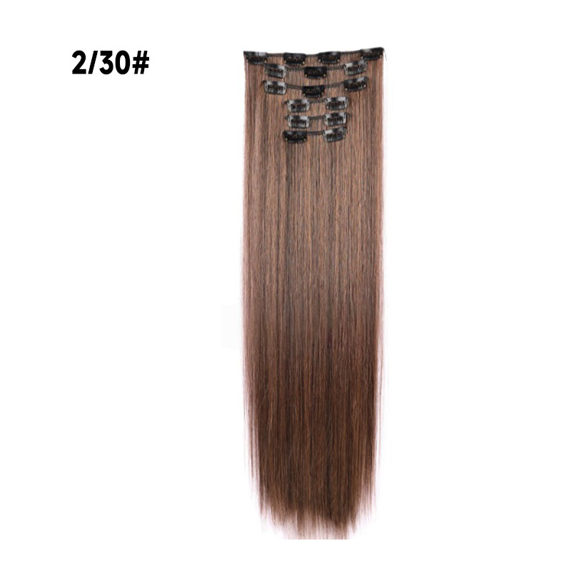 Europa y los Estados Unidos sin rastro extensión de cabello de 24 pulgadas de cabello recto de 6 piezas de cabello de alta temperatura extranjera