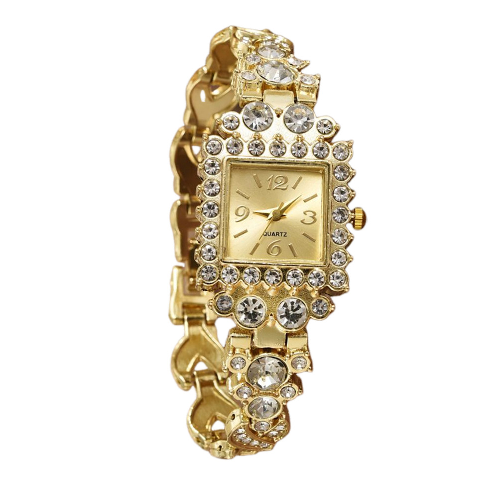 Reloj de cuarzo cuadrado gypsophila casual de estilo europeo y americano, reloj de aleación de diamantes de imitación con superficie digital casual de moda, damas