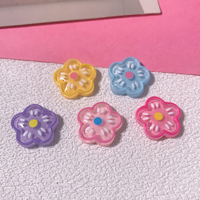 Nuevo sistema de color macarón flores transparentes accesorios de resina diy accesorios para el cabello parches de caso de teléfono móvil clipes de cabello material de hebilla de zapatos