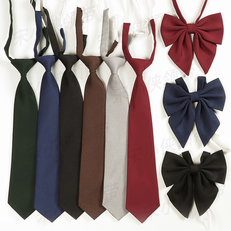 Factory Direct Sale Japanese Jk Lazy No-Tie Shirt Tie College Style Burgundy Student Casual Shirt Small Bow Tie