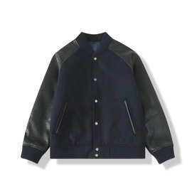 TAOP&ZA冬新款男装美式复古街头休闲高街短款pu皮拼接棒球服外套