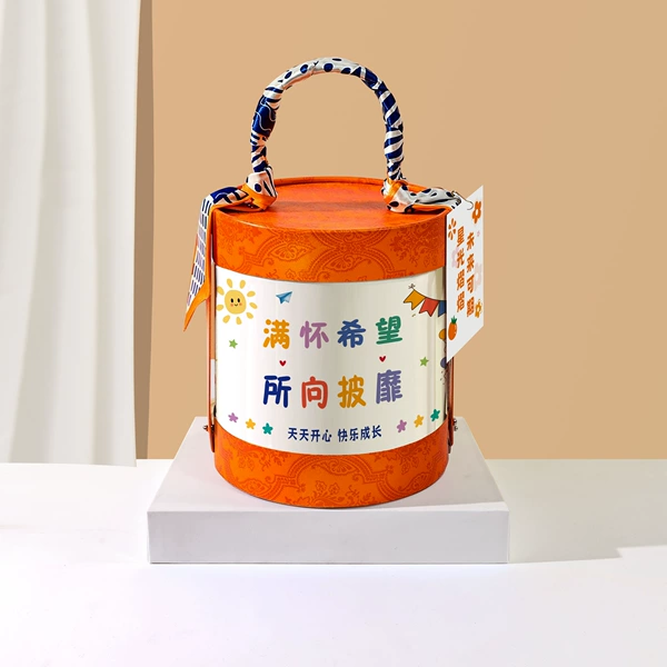 Orange/Want-loving with hope (empty bucket + silk scarf + waist seal + hanging tag)