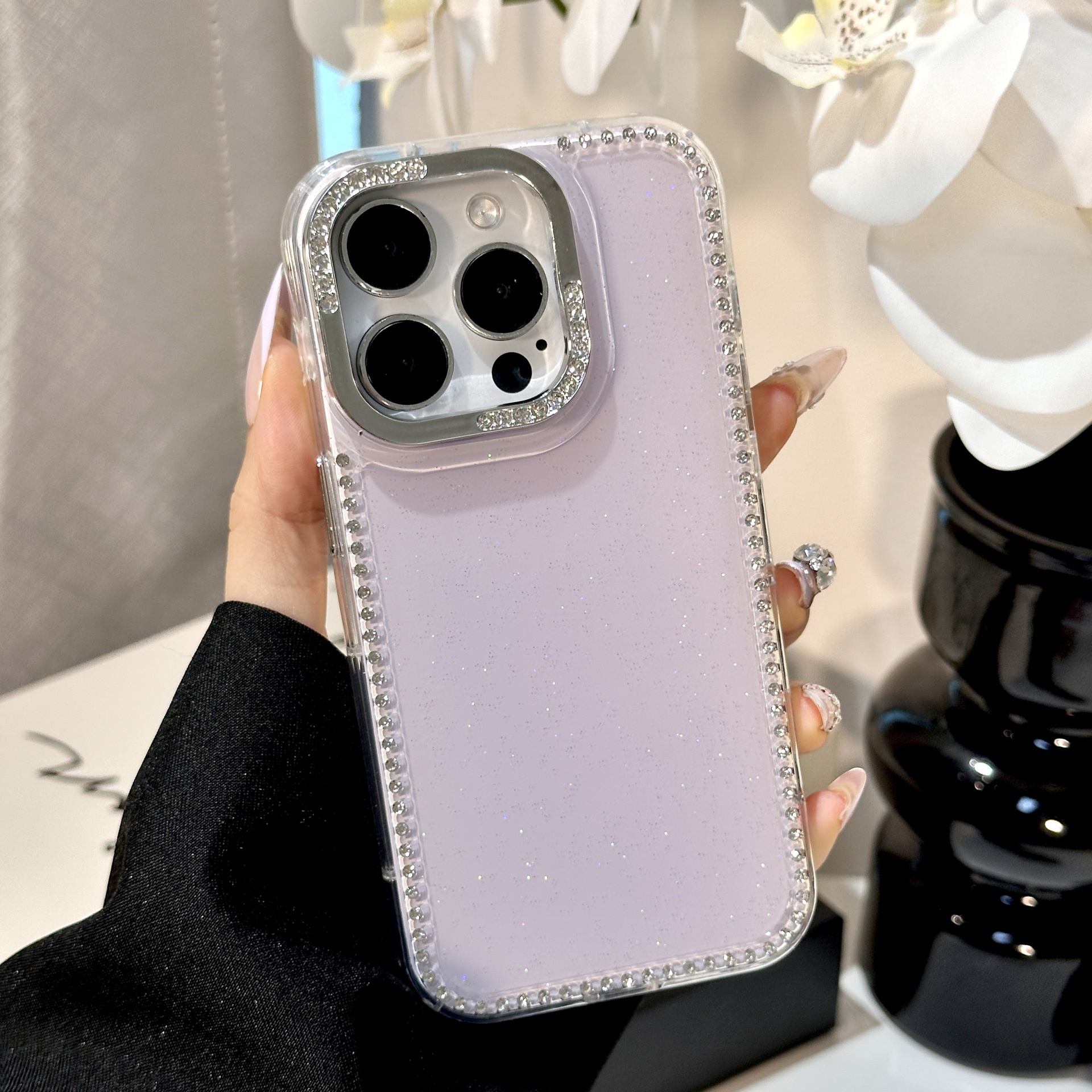 Diamante flash de dopamina de color simple para Apple 16ProMax funda para teléfono 15Pro Pareja 14/13 Nuevo 15PM