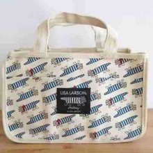 日本杂志附录包新款附录lisa条纹猫手提袋帆布包大容量女包