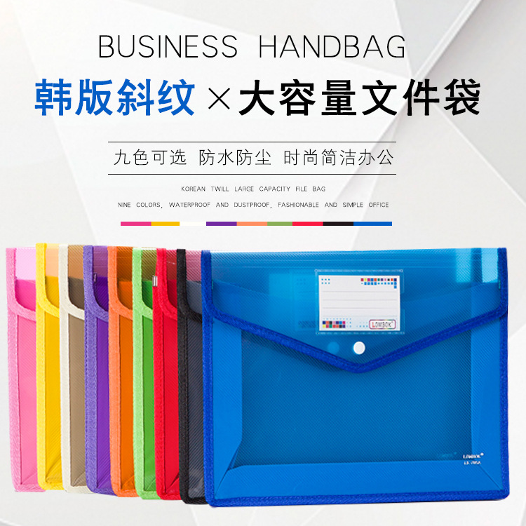 跨境货源PP透明文件袋 PU存款袋  网格袋 A4立体学生袋 欧盛176