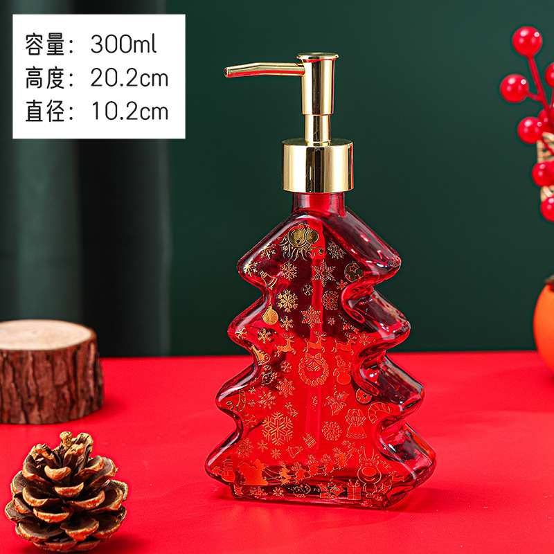 创意造型美观圣诞树洗手液玻璃瓶加厚玻璃洗手液瓶沐浴露玻璃瓶|undefined
