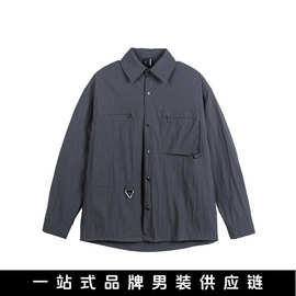 悟俗男装2025秋季新品美式机能风户外隐拉立体袋宽松中性工装衬衫