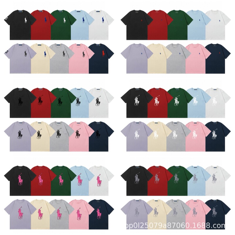 クロスボーダー 25ssRL Laff's 高品質刺繍ロゴ ルーズコットン 半袖 メンズ レディース おしゃれで万能なTシャツ|undefined