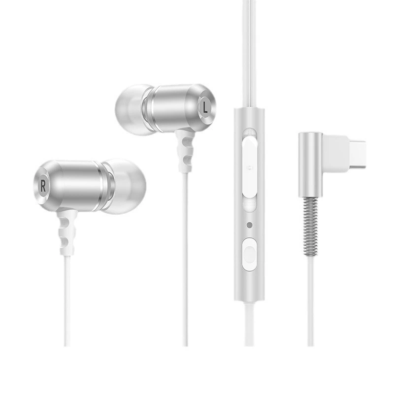 Новые цифровые аудио-декодирующие TYPE-C наушники совместимы с телефоном с плоским портом, управление по линии, внутри уха, металлопроводные наушники