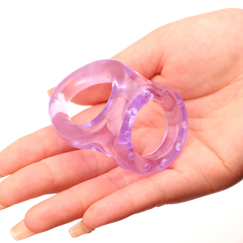 Men’s Double-Opening TPE Cock Ring, Dual-Ring Wearable Restraint, Purple — detail image 2