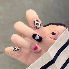 Fashionable love cow pattern sweet and cool reusable high-end manicure removable wearable nails wholesale
