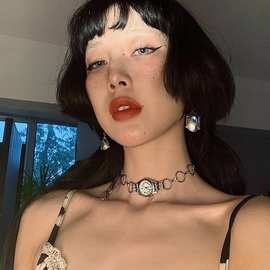 时间怀表不锈钢钛钢圆环吊坠颈链可调节锁骨链项链女款图片其他