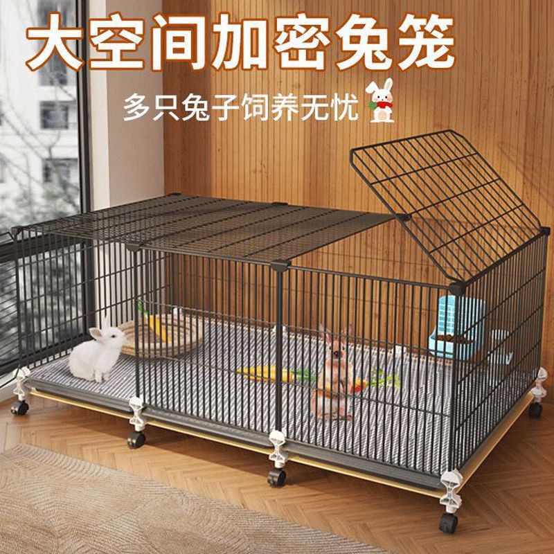 Large Indoor Rabbit Cage with Automatic Cleaning Toilet for Domestic Rabbits, Guinea Pigs, and Other Pets
