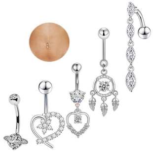 Amazon best selling zircon heart belly button ring love belly button nail cross-border in stock wholesale in stock puncture jewelry