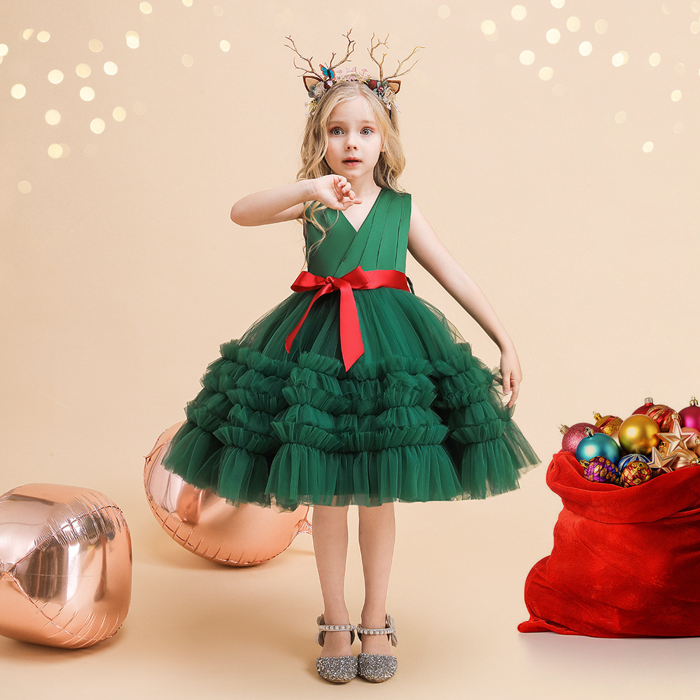 Europeo y americano nuevo en stock años de edad vestido multi-capa malla pastel pettiskirt Navidad princesa vestido de bebé vestido