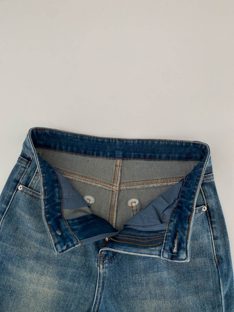GAGD retro blue four-sided elastic slim nine-inch jeans for women, Korean style, high-waisted, slimming, slightly flared jeans pic 22